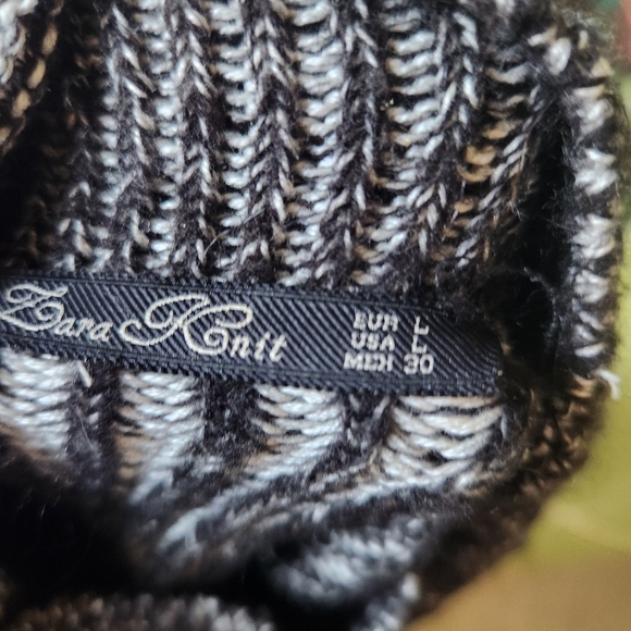 Zara Knit Chunky Knit Turtleneck Sweater | Black & Gray | Size L - Picture 11 of 11